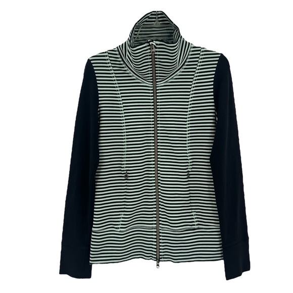 Lululemon Daily Yoga Jacket Classic Stripe Mint Moment Black 6 EUC - Picture 5 of 13